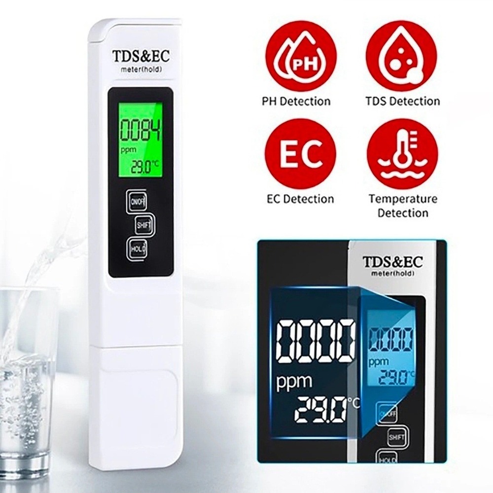 4-in-1 Digital Water Tester TDS EC‎ Temperature Meter 0-9990PPM For Water Purity